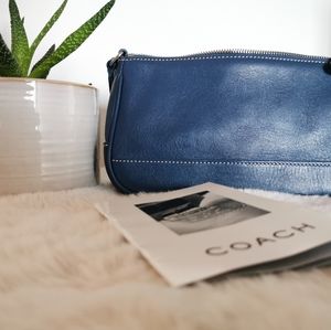 Authentic Blue Leather Coach Purse-NEW W. (AUTH CARD)